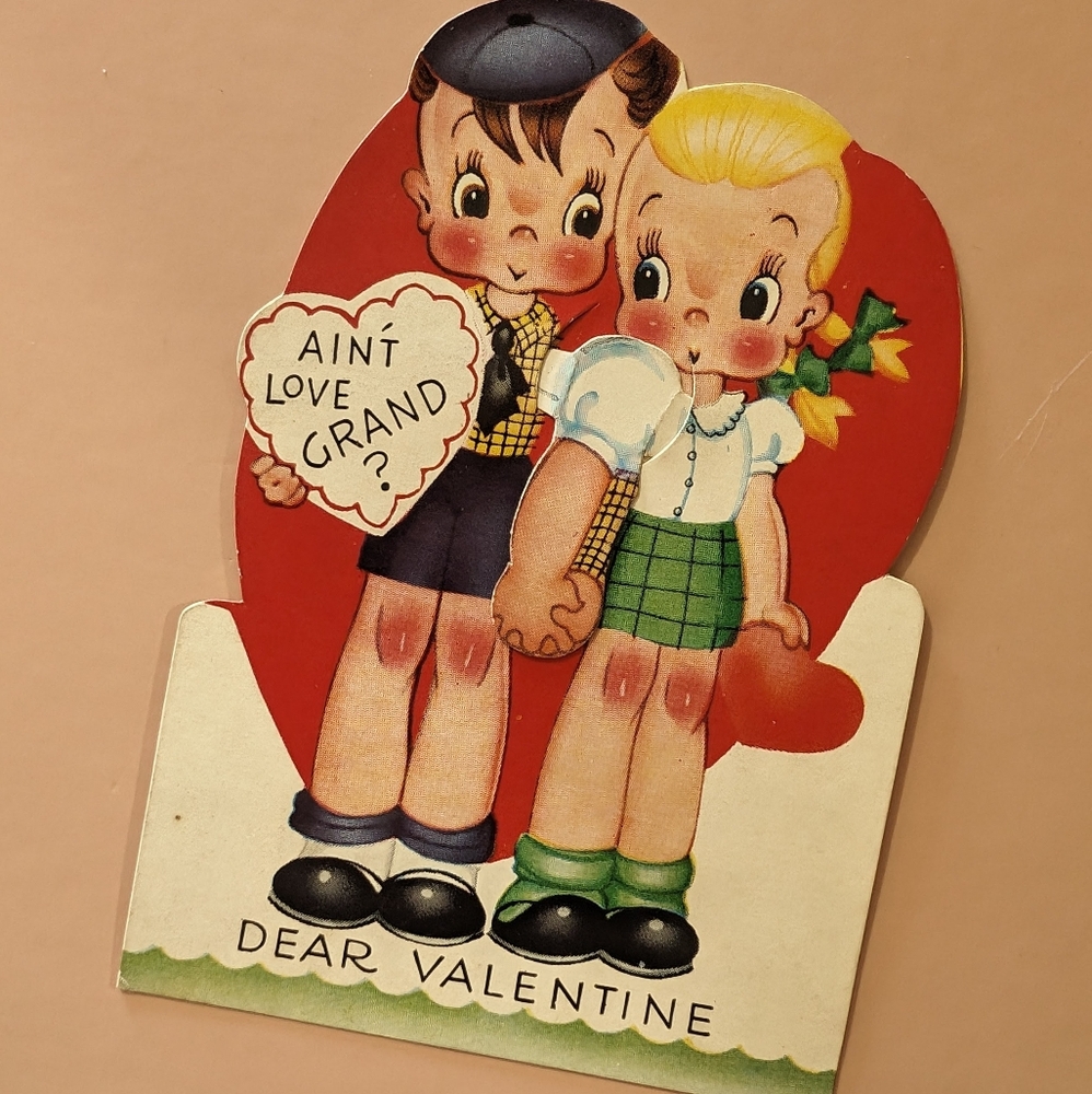 Vintage Children's Valentine | Mechanical Valentine | Little Boy and Girl